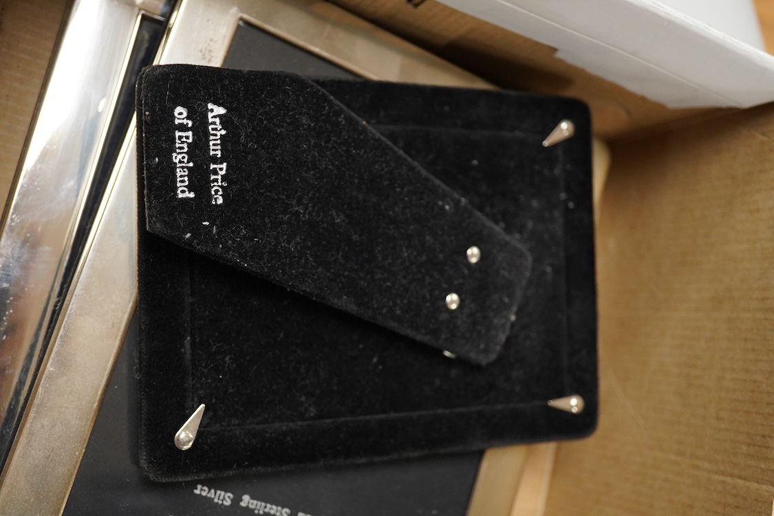 Ten assorted modern silver mounted photograph frames including three pairs, largest single frame, 22.1cm.